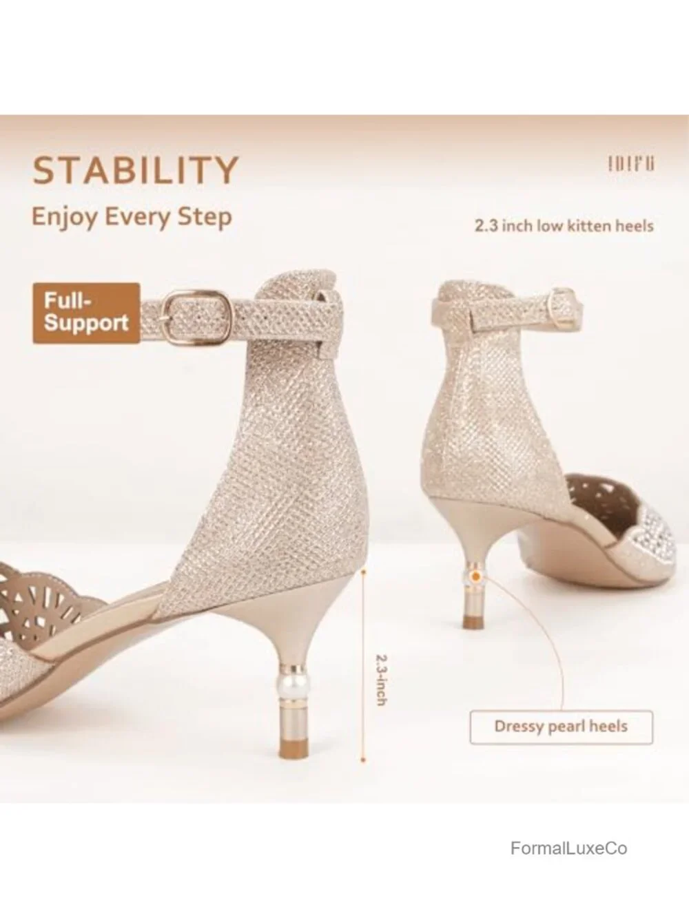 Sequins Rhinestones Kitten Heels Pumps Dress Shoes for Wedding Bride